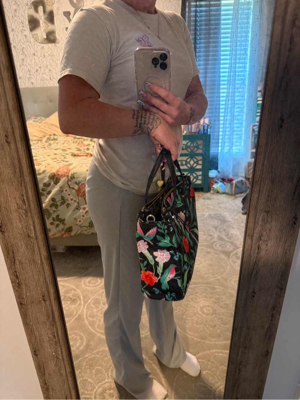 kate spade Black Floral & Teal Bird Tote - Picture 11 of 12
